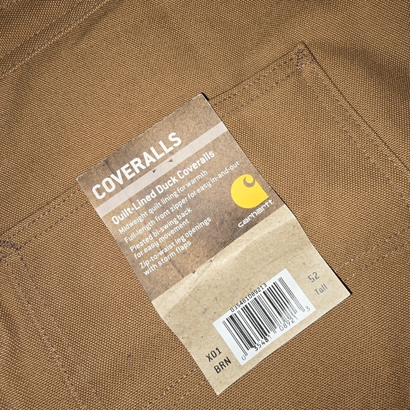 Carhartt Coveralls Mens Size 52 R Canvas Quilted Insulated Brown - Picture 8 of 9